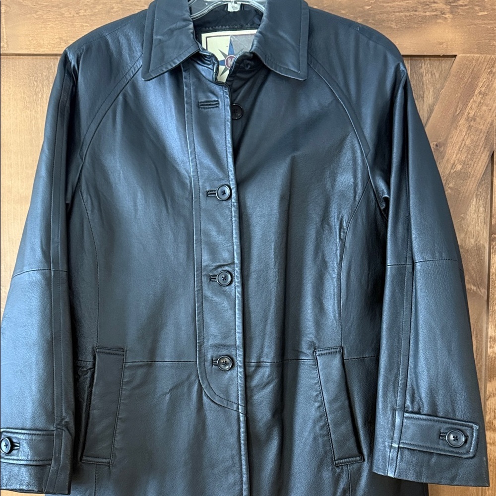 Women's Middlebrook Park Vintage Black Leather Jacket size medium - Picture 4 of 9